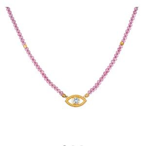 Evil eye choker necklace white topez